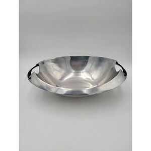 Dansk Rivet Serving Bowl Metal Modern Large Silver Tone Heavy Duty
